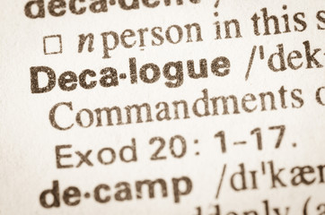 Dictionary definition of word Decalogue