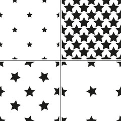 Monochrome geometric seamless pattern with Christmas stars