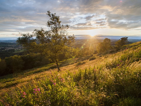 Malvern Hills at sunset, Worcestershire