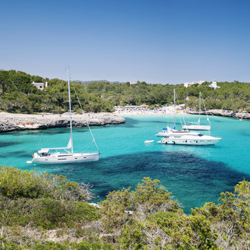 Cala Mondrago Bay, Parc Natural Mondrago, near Porto Pedro, Majorca (Mallorca), Balearic Islands (Islas Baleares), Spain, Mediterranean