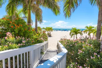 Poster de jardin Descente vers la plage Promenade sur la plage de Saint Pete, Floride, États-Unis