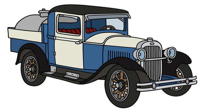 Vintage Dairy Truck / Hand Drawing, Vector Illustration