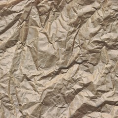 Close-up Of Rough Brown Wrinkled Packaging Paper Square Texture