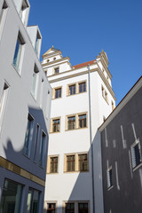 Fototapeta na wymiar Skyline of buildings on Kanzleigasschen Street in Dresden, Saxon