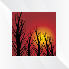 creative tree with sunset vector concept 