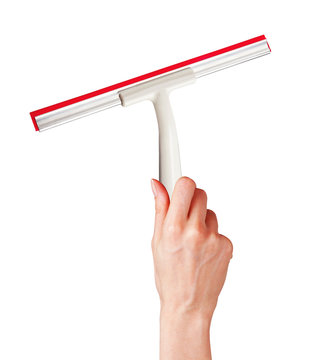 Female Hand Bare Holding Squeegee Isolated Stock Photo 253065526