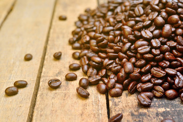 background of coffee beans and brown dirty wall