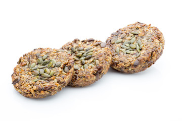 Grain bread on the white isolatd background.