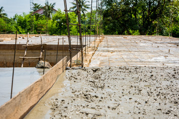 Plasterer concrete cement floor in the home