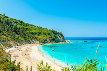 Avali beach, Lefkada island, Greece. Beautiful turquoise sea on the island of Lefkada in Greece. Avali Beach