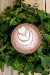 A useful and healthy mint cocoa in fragrant mint twigs.