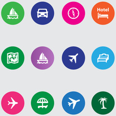 travel icons set in a flat design