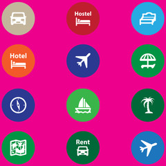 travel icons set in a flat design
