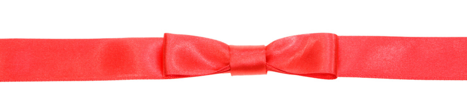 real red bow knot on narrow satin ribbon