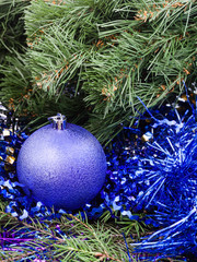 violet Christmas bauble, tinsel, Xmas tree 4