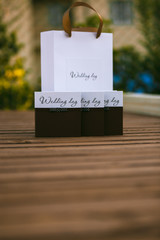 Design of wedding disc. Boxes and packages.  Everything for the