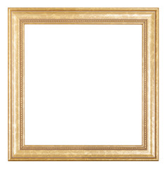 square golden wooden picture frame - obrazy, fototapety, plakaty