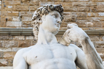 David  by Michelangelo dating from the 16th century, Piazza della Signoria, Florence (Firenze), Tuscany