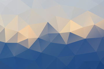 Blue yellow white abstract geometric rumpled triangular background low poly style. Vector illustration