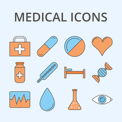 Vector illustration of a set of medical icons
