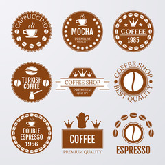 Vector illustration set of logos on coffee theme
