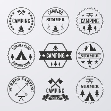 Vector illustration set of logos on the theme of camping