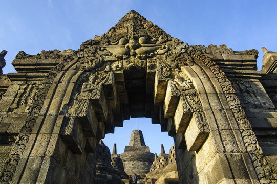 Entrance gate to the temple complex of Borobodur, Java, Indonesia
