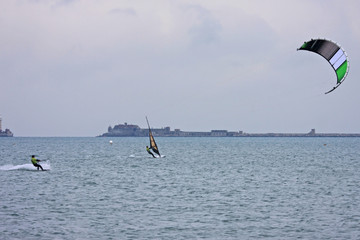 kitesurfer in Portland harbour