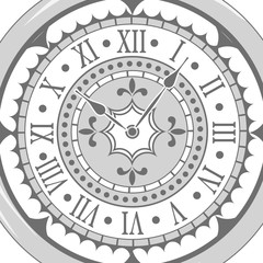 old vintage watch with decorative face. Vector Illustration