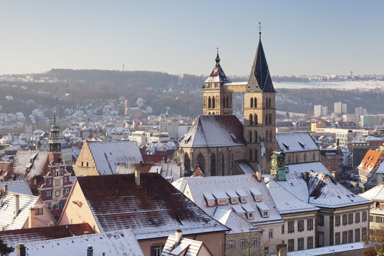 Esslinger Altstadt in winter, Esslingen am Neckar, Baden Wurttemberg, Germany