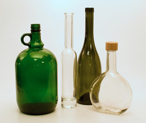 Glass bottles of different shapes