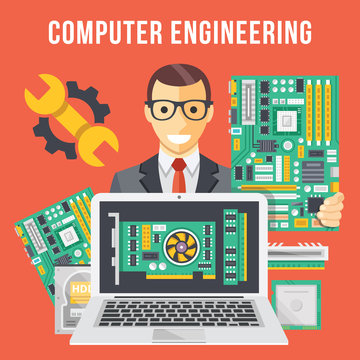 Computer engineering flat illustration concept