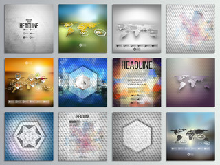 Set of 12 creative cards, square brochure template design