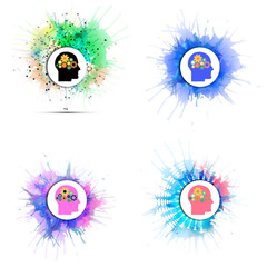 Vector icons set of human head with gears