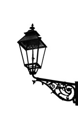 Fototapeta na wymiar Old lantern isolated on white background, Upper town, Zagreb, Croatia