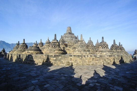 The temple complex of Borobodur, Java, Indonesia