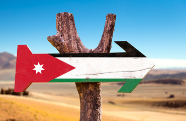 Jordan Flag wooden sign with desert background