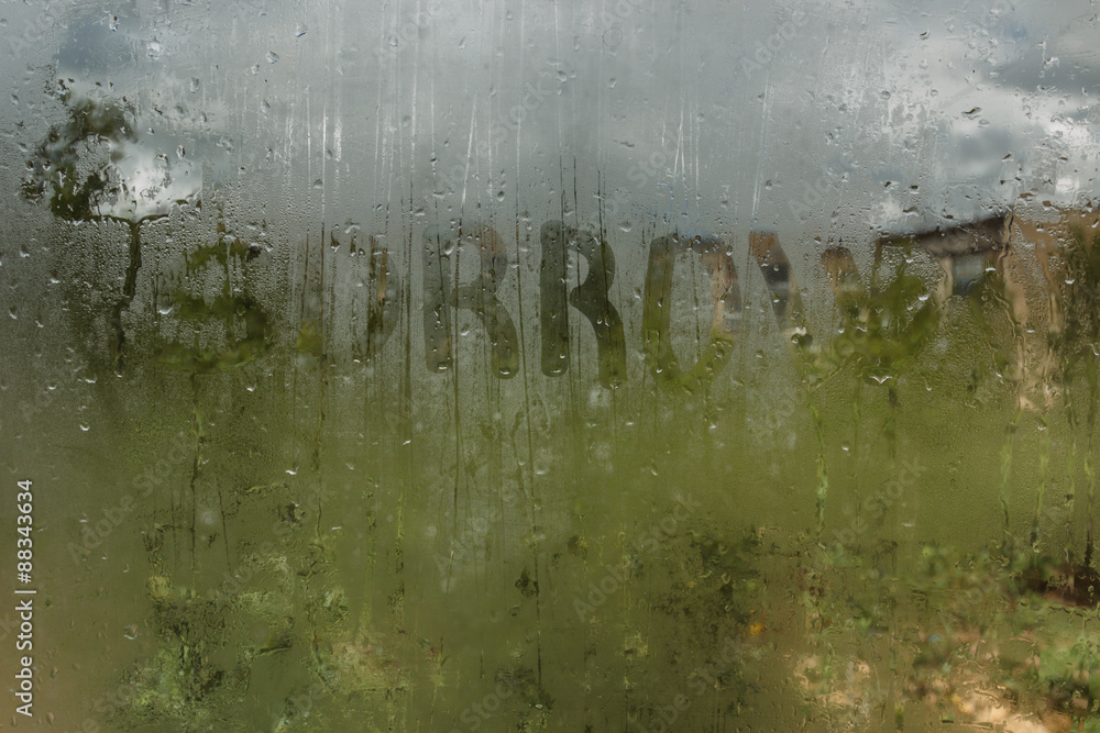 Poster Raindrops on glass. Sorrow.