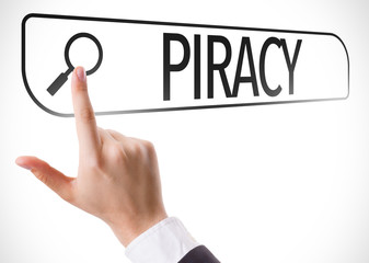 Piracy written in search bar on virtual screen