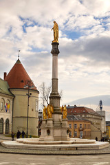 Fototapeta na wymiar Holy Mary column in front of the Zagreb cathedral, Croatia