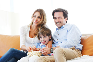 family watching movie