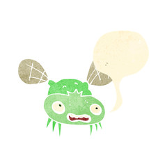 retro cartoon fly with speech bubble