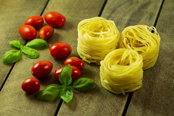 
Pasta with tomato, ketchup, basil