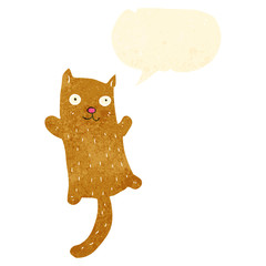retro cartoon cat with speech bubble