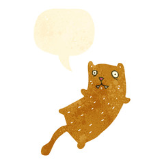 retro cartoon cat with speech bubble