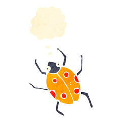 retro cartoon bug with thought bubble