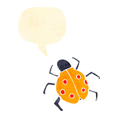 retro cartoon bug with speech bubble