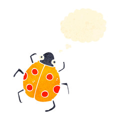 retro cartoon bug with thought bubble