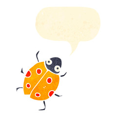 retro cartoon bug with speech bubble