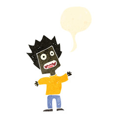 retro cartoon frightened man